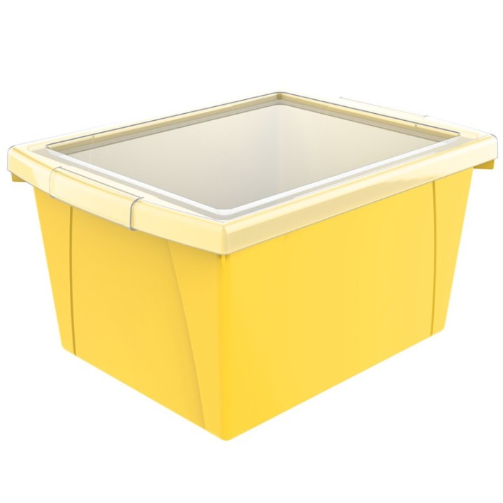 Storex 4 Gallon Storage Bin with Lid, Yellow