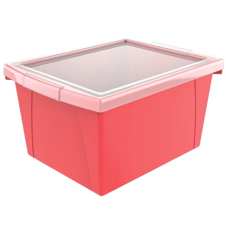 Storex 4 Gallon Storage Bin with Lid, Red