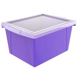 Storex 4 Gallon Storage Bin with Lid, Purple