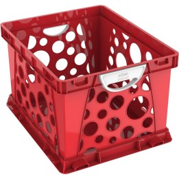 Storex Premium File Crate with Handles, Classroom Red