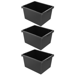 Storex 4 Gallon Classroom Storage Bin, Black, Pack of 3
