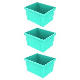 Storex 4 Gallon Classroom Storage Bin, Teal, Pack of 3