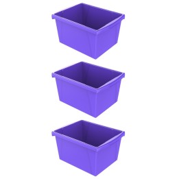 Storex 4 Gallon Classroom Storage Bin, Purple, Pack of 3