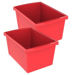 Storex Medium Classroom Storage Bin, Red, Pack of 2