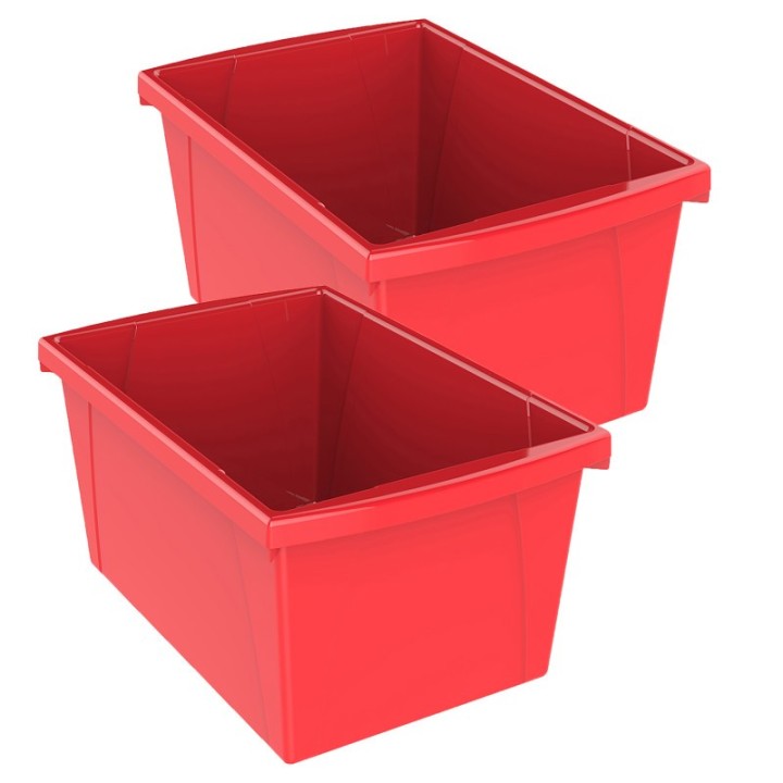 Storex Medium Classroom Storage Bin, Red, Pack of 2