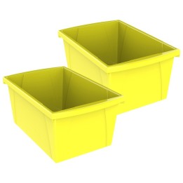 Storex Medium Classroom Storage Bin, Yellow, Pack of 2