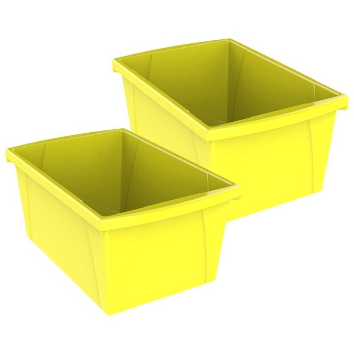 Storex Medium Classroom Storage Bin, Yellow, Pack of 2