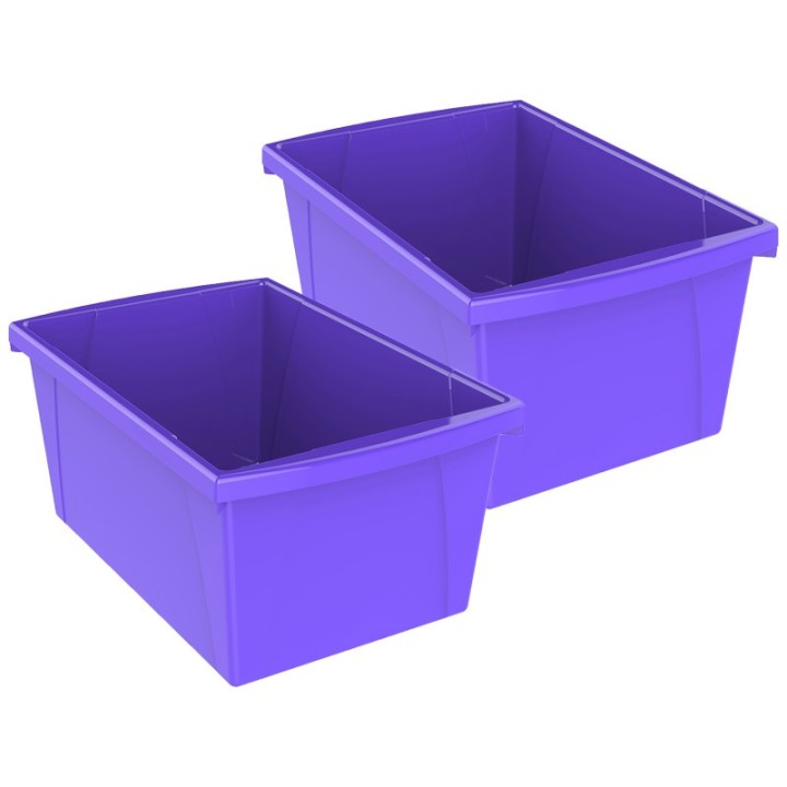 Storex Medium Classroom Storage Bin, Purple, Pack of 2