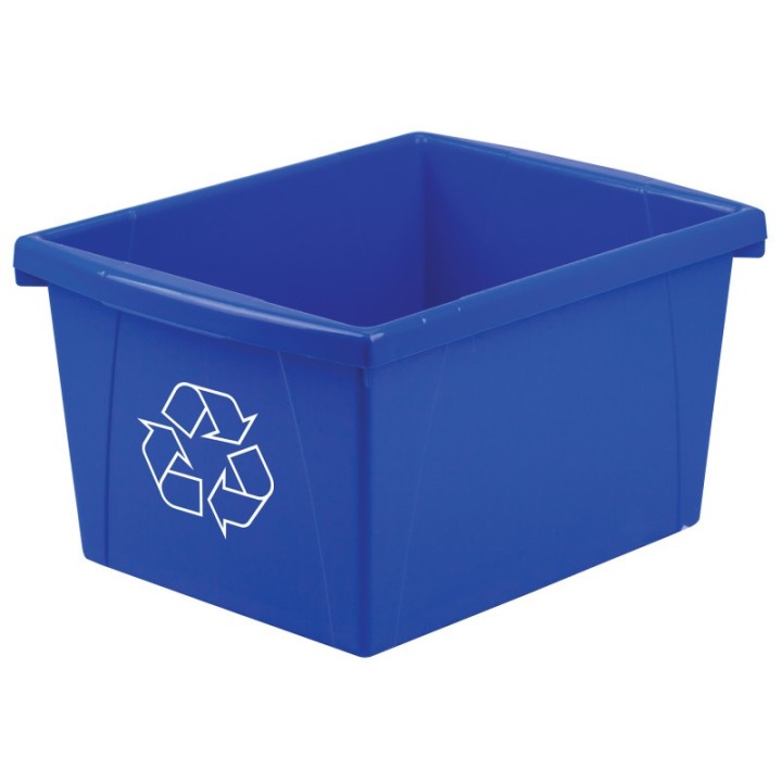 Storex 4 Gallon Recycling Bin, Blue