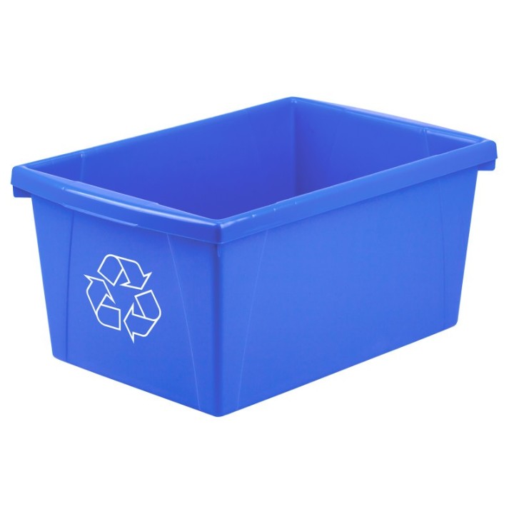Storex 5.5 Gallon Recycling Bin, Blue