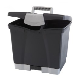 Storex Letter/Legal Portable File Box & Drawer , Black