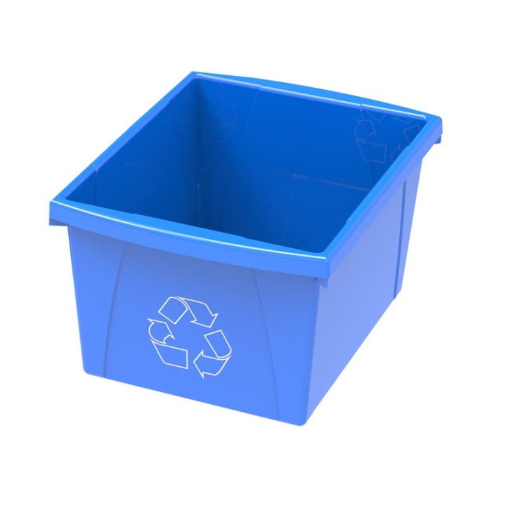 Storex 10 Gallon Recycling Tote, Blue