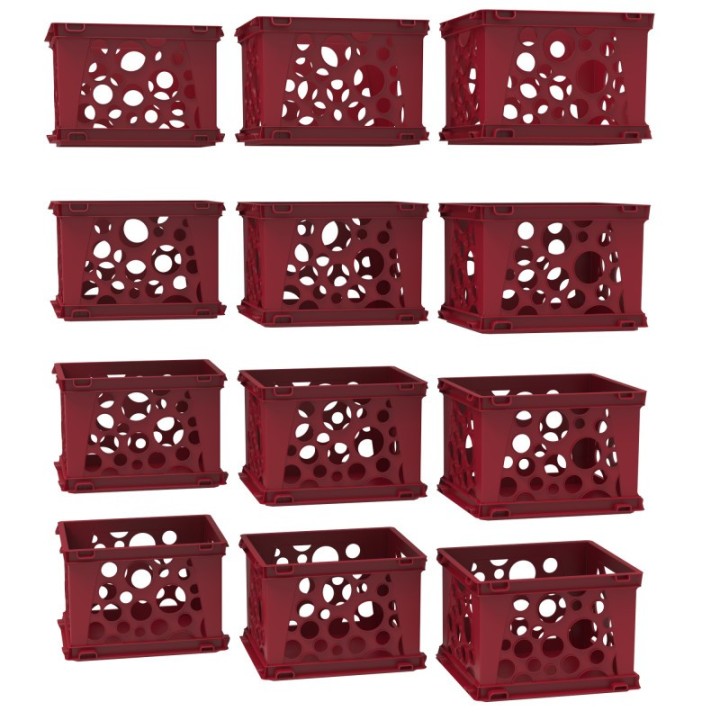 Storex Mini Crate, Red, 12-Pack