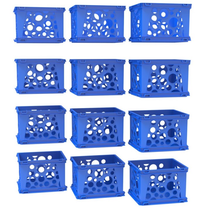 Storex Mini Crate, Blue, 12-Pack