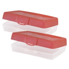 Storex Large Pencil Box, Red, Pack of 2