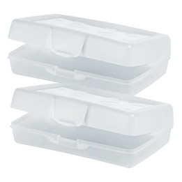 Storex Large Pencil Box, Clear, Pack of 2