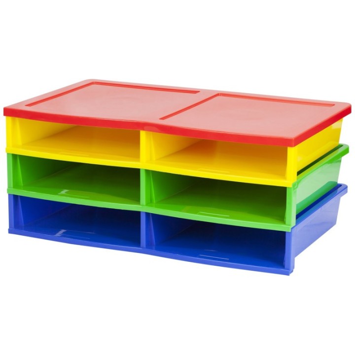 Storex Quick Stack Literature Organizer, 6 Compartments, Classroom Colors