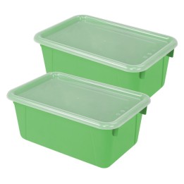 Storex Small Cubby Bin, with Cover, Classroom Green, Pack of 2