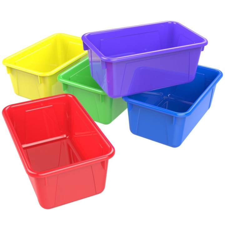 Storex Small Cubby Bin, Assorted Colors, Set of 5
