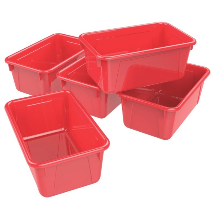 Storex Small Cubby Bin, Red, Pack of 5