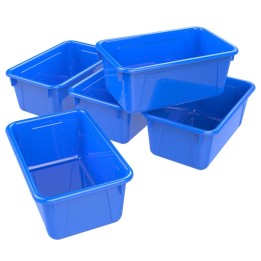 Storex Small Cubby Bin, Blue, Pack of 5