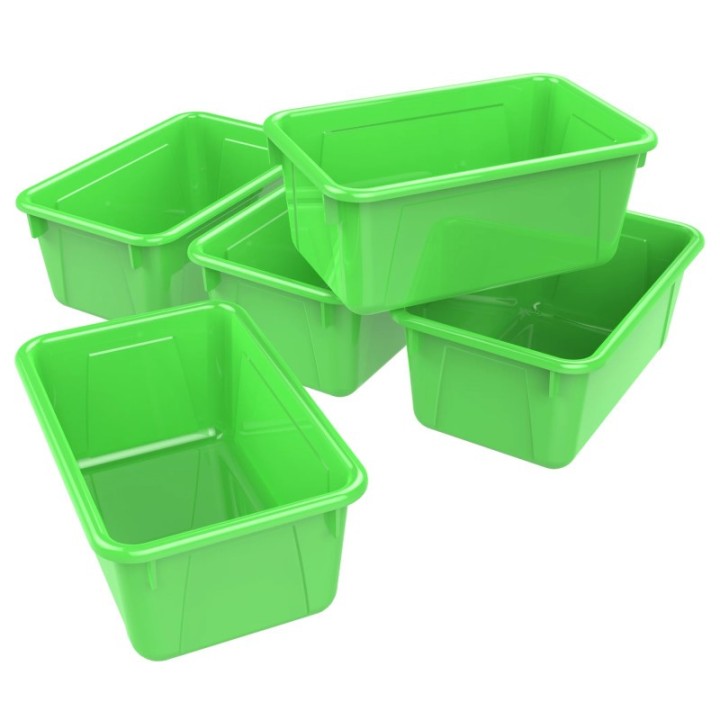 Storex Small Cubby Bin, Green, Pack of 5