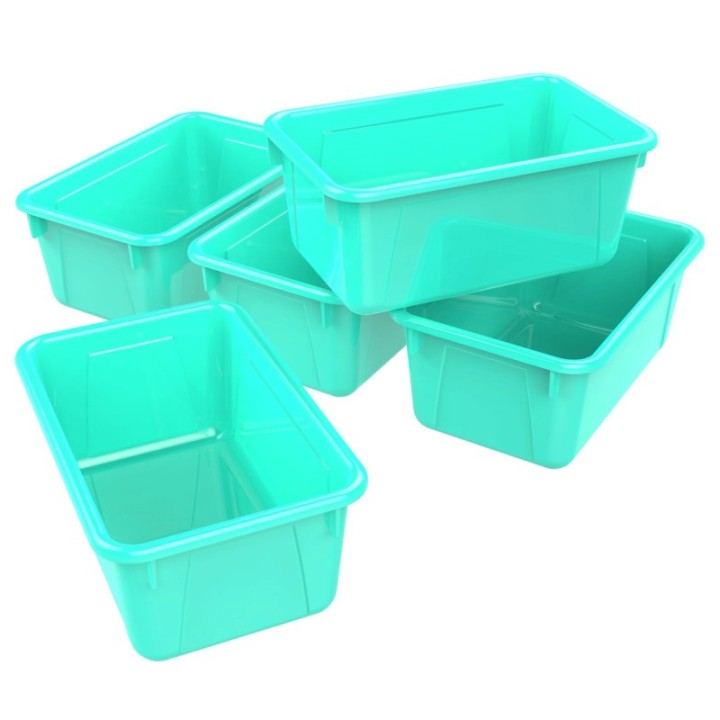 Storex Small Cubby Bin, Teal, Pack of 5