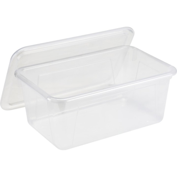 Storex Small Cubby Bin with Lid, Clear