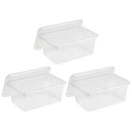 Storex Small Cubby Bin with Lid, Clear, Pack of 3