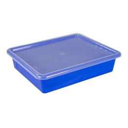 Storex Flat Storage Tray with Lid, Blue