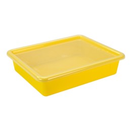 Storex Flat Storage Tray with Lid, Yellow