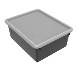 Storex Deep Storage Tray with Lid, Black