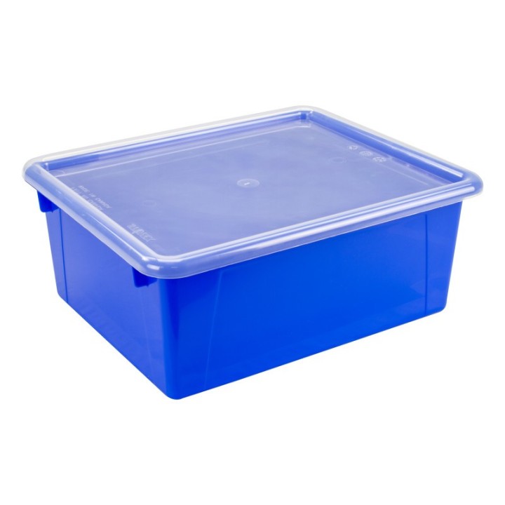 Storex Deep Storage Tray with Lid, Blue