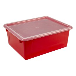 Storex Deep Storage Tray with Lid, Red