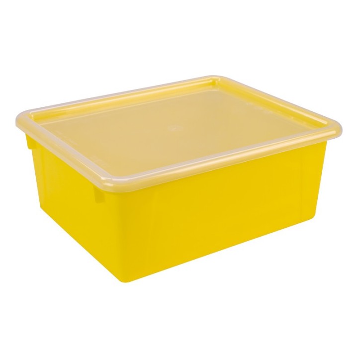 Storex Deep Storage Tray with Lid, Yellow