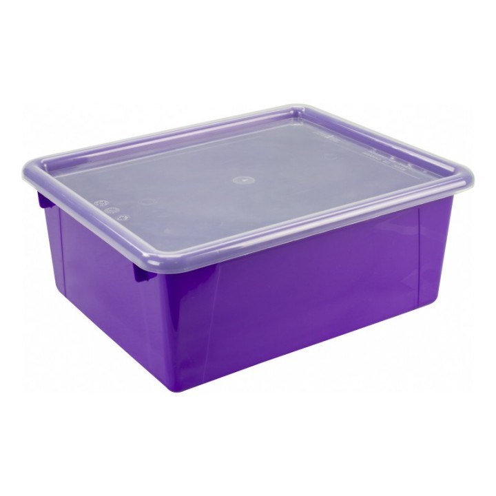 Storex Deep Storage Tray with Lid, Purple