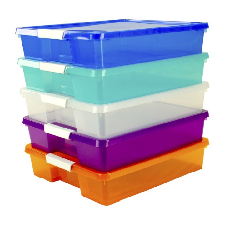 Storex Stack & Store Box Craft Organizer, Assorted Colors, 5-Pack