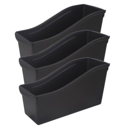 Storex Large Book Bin, 7"H x 14.3"D x 5.3"W, Black, Pack of 3