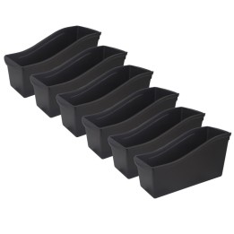Storex Large Book Bin, Black, Pack of 6