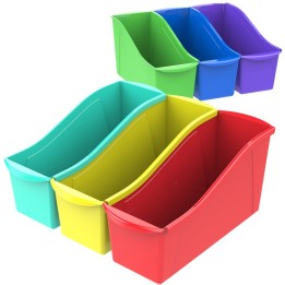 Storex Large Book Bin, Assorted Colors, Set of 6
