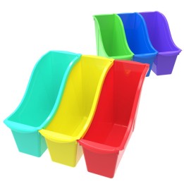 Storex Small Book Bin, Assorted Colors, Set of 6
