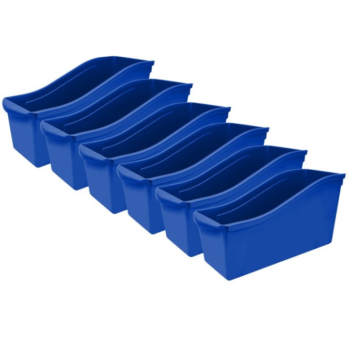 Storex Large Book Bin, Blue, Pack of 6