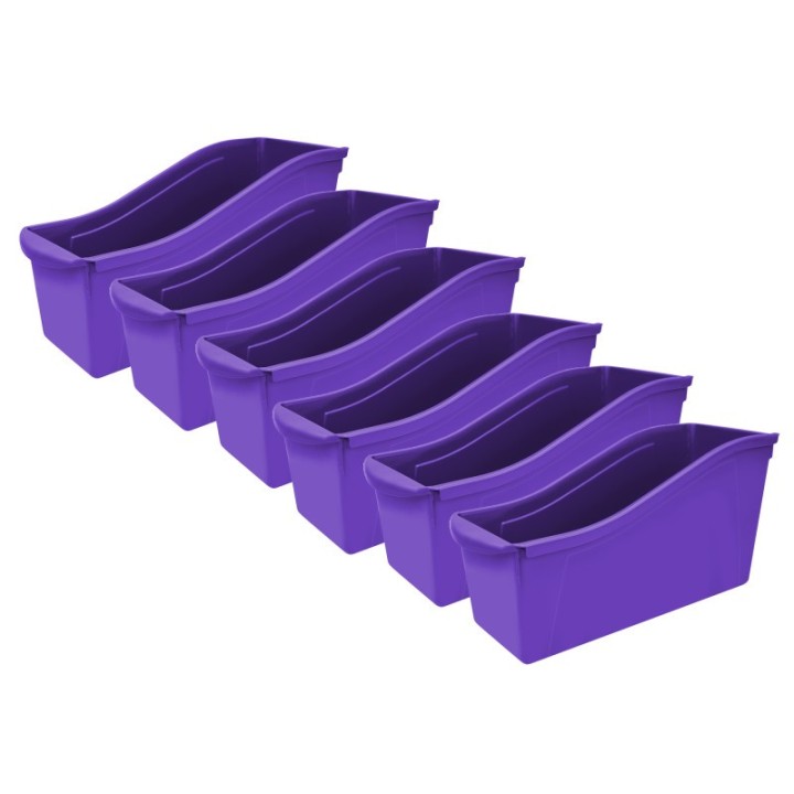 Storex Large Book Bin, Purple, Pack of 6