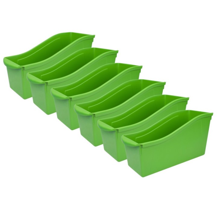 Storex Large Book Bin, Green, Pack of 6