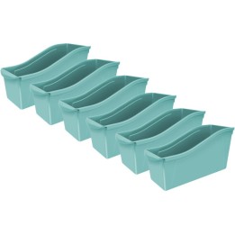 Storex Large Book Bin, Teal, Pack of 6