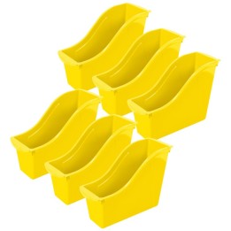Storex Small Book Bin, Yellow, Pack of 6