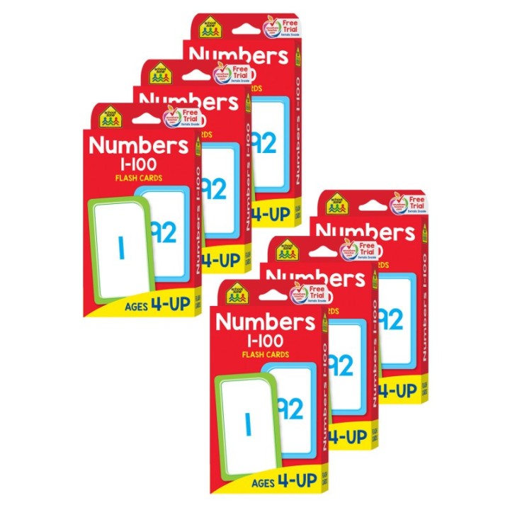 School Zone Publishing Numbers 1-100 Flash Cards, 6 Packs