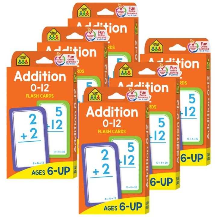 School Zone Publishing Addition 0-12 Flash Cards, 6 Packs