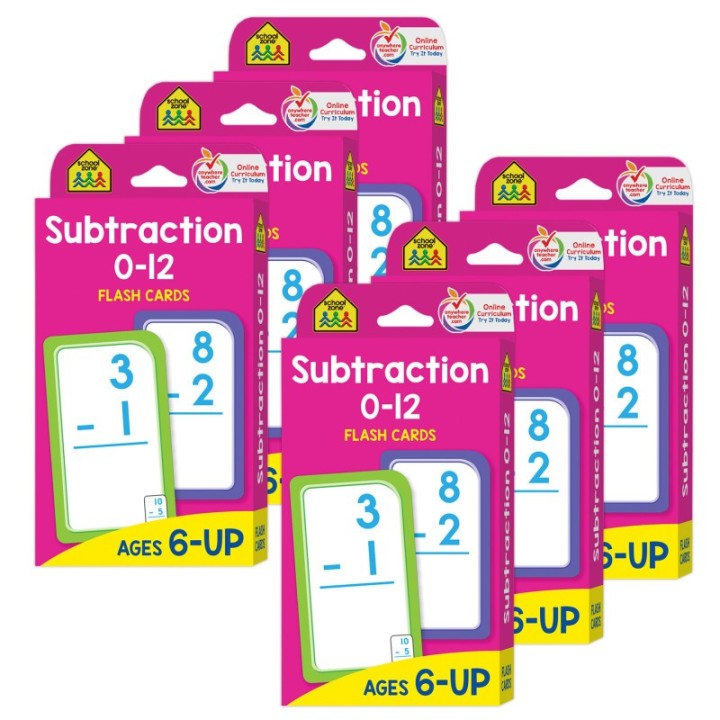 School Zone Publishing Subtraction 0-12 Flash Cards, 6 Packs