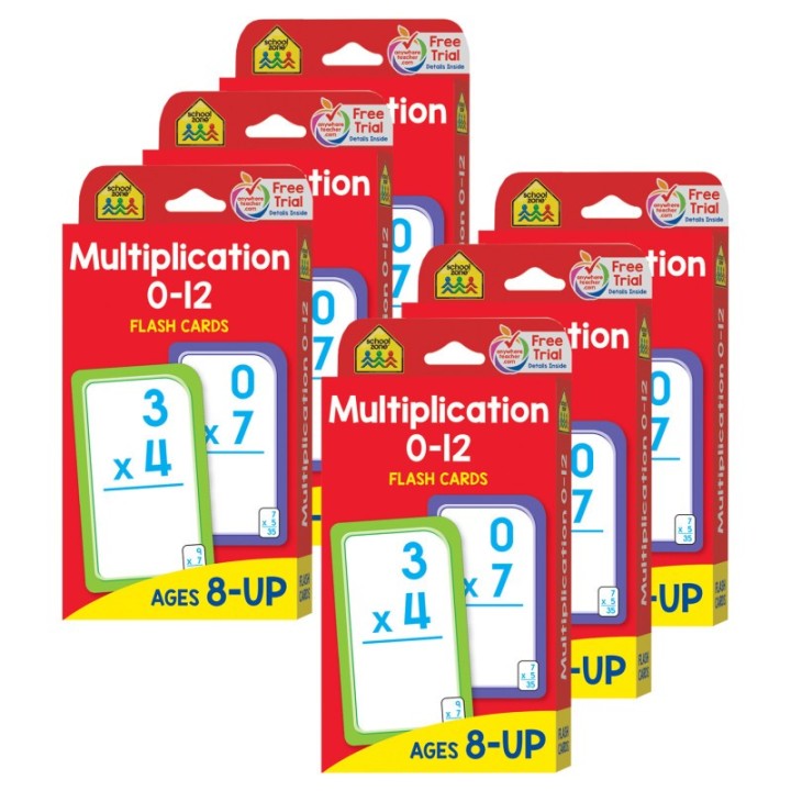 School Zone Publishing Multiplication 0-12 Flash Cards, 6 Packs